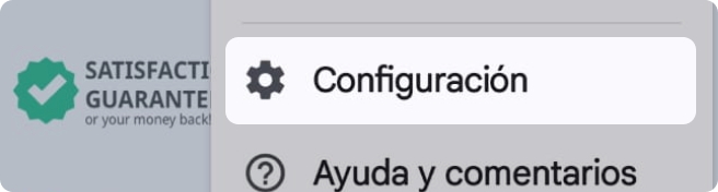 Captura de pantalla de la configuración